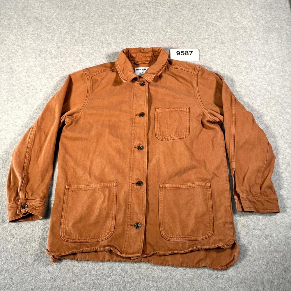 Old Navy Chore Shirt Mens Small Brown Cotton Collared Casual Utility Workwear